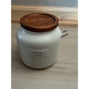 Hearth and Hand Stoneware Coffee Container with Wooden Lid